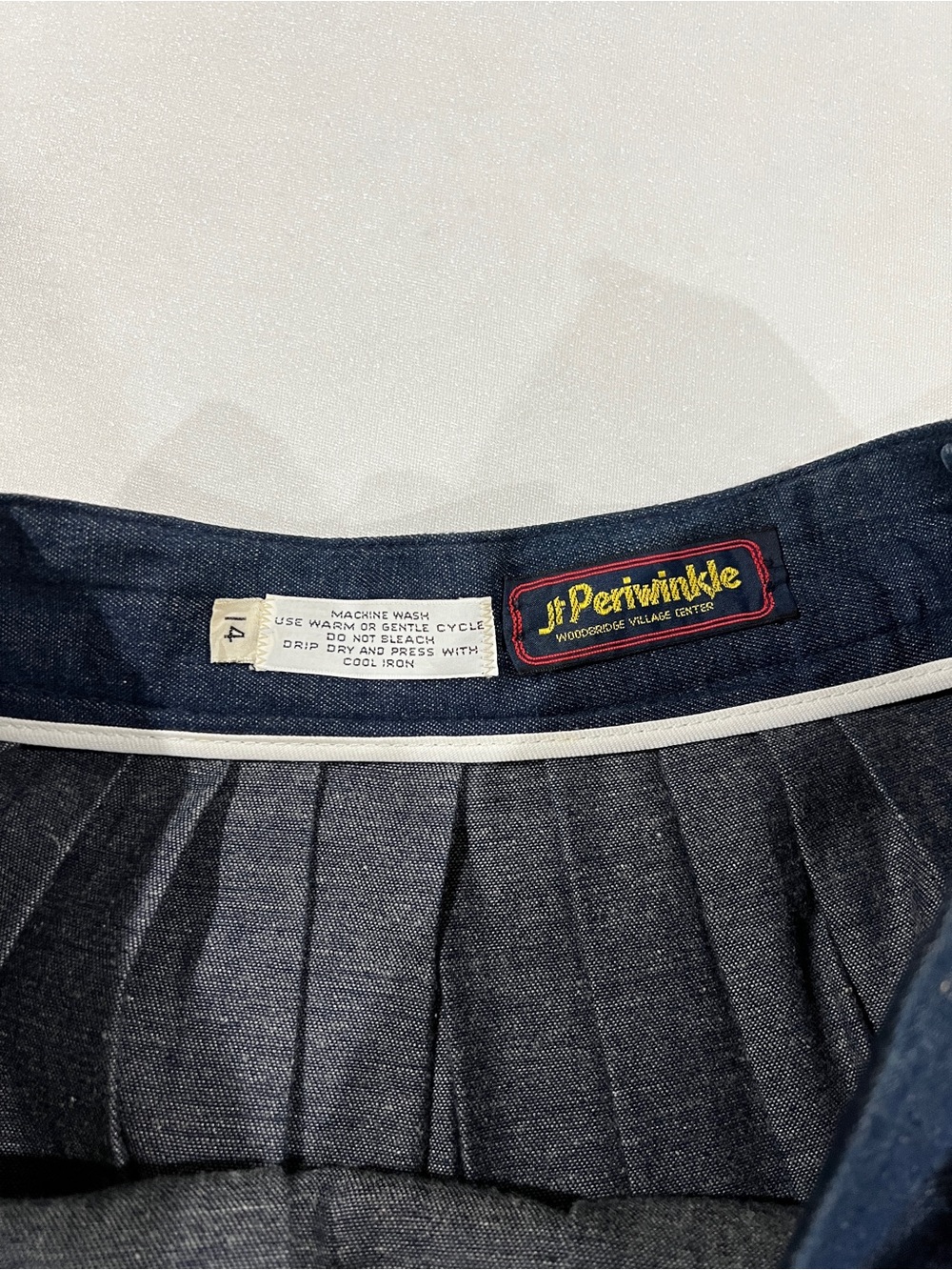 Vintage Jr Periwinkle denim skirt pleated maxi Size 14 dark blue denim - Picture 10 of 10
